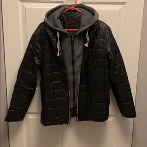 Black puffer jacket with hood- NWOT